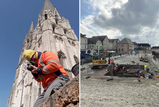 Archélogues fouillant le sous-sol du pourtour de la cathédrale de Chartres