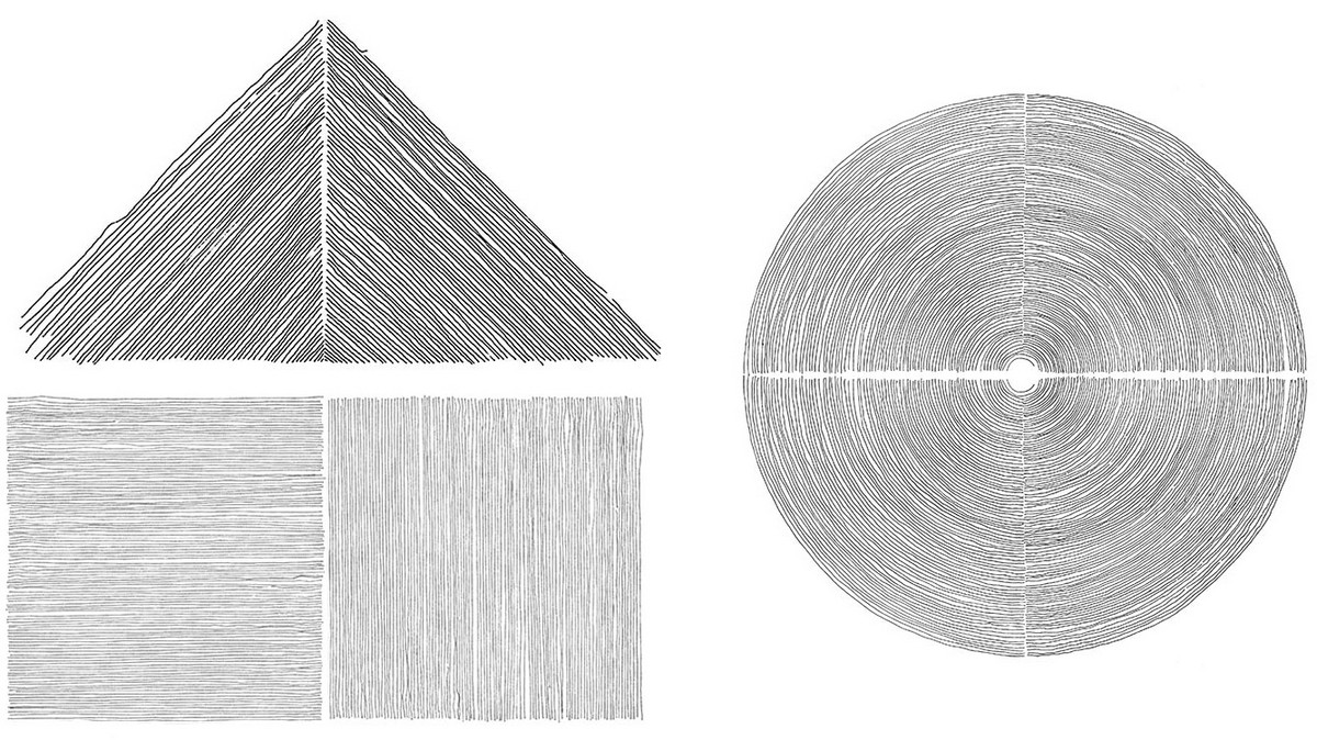 Assemblage des formes géométriques de référence pour la conception des nouveaux vitraux de la collégiale Saint-André