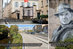 Visuels des lieux ayant changé de nomination en l'honneur des personnages qui ont marqué l'histoire de Chartres.