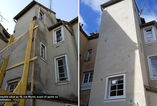 L'immeuble situé au 18, rue Muret, avant et après sa réhabilitation