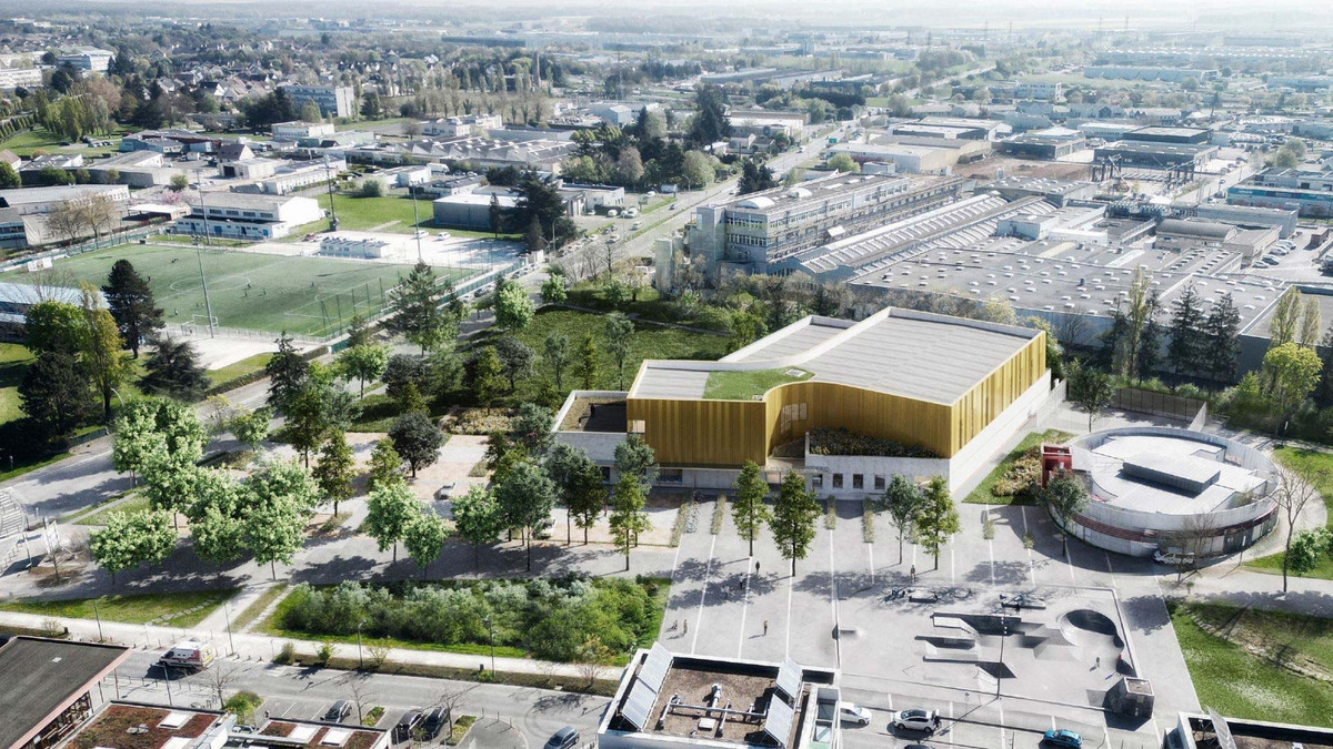 Vue aérienne du futur complexe sportif des Clos Vue aérienne du futur complexe sportif des Clos