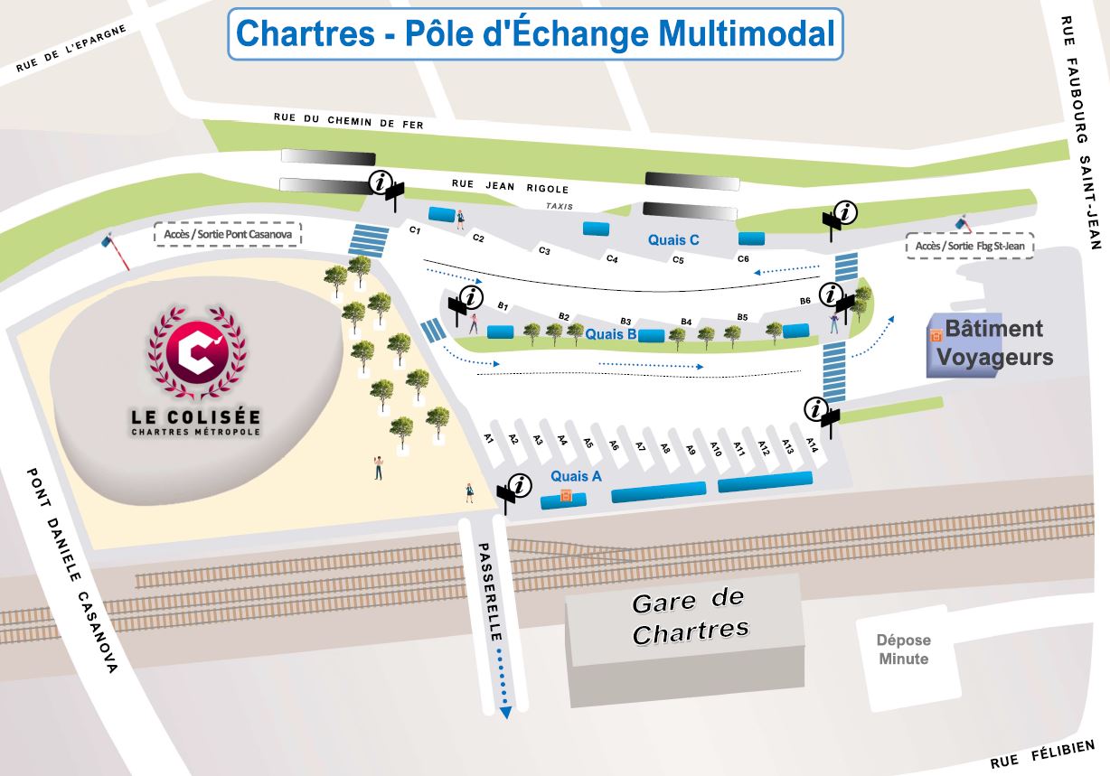 Plan du pôle d'échange multimodal du pôle gare de Chartres