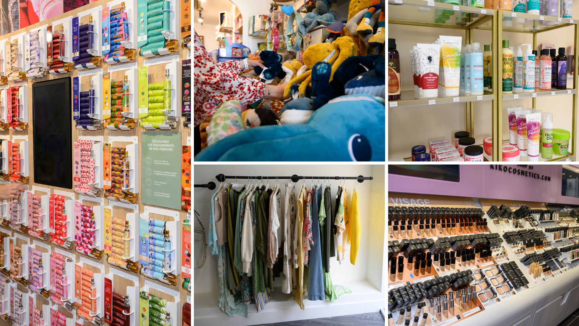 Les nouveaux commerces en centre-ville : La petite boutique, ADOPT, Anayi Sublime, Kiko Milano, et Chez Fleurette