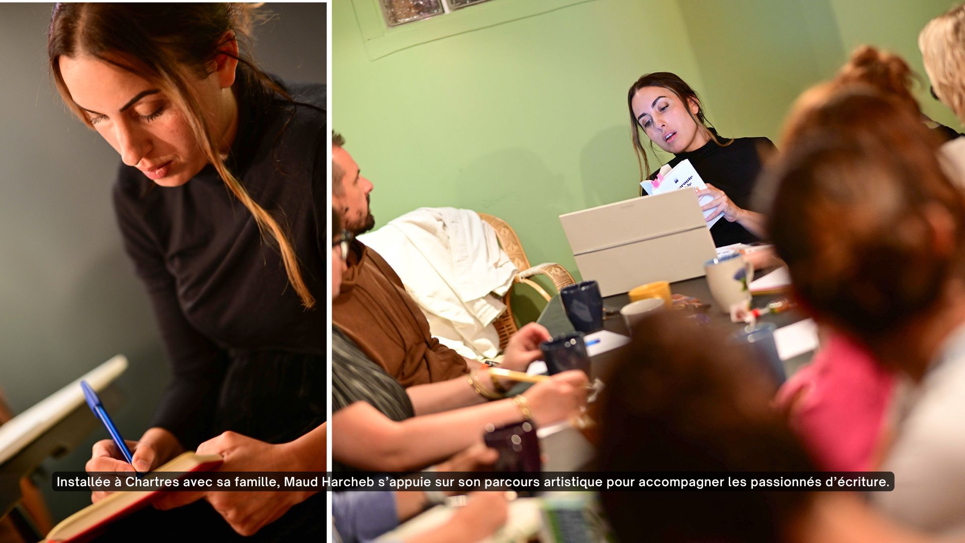Portrait de Maude Harcheb lors de ses ateliers d'écriture.