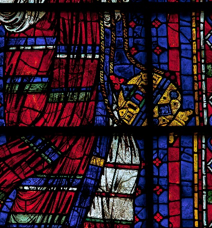 31. Vêtement d’apparat et encensoir d’un ange. Vitrail du haut chœur. Cathédrale de Chartres